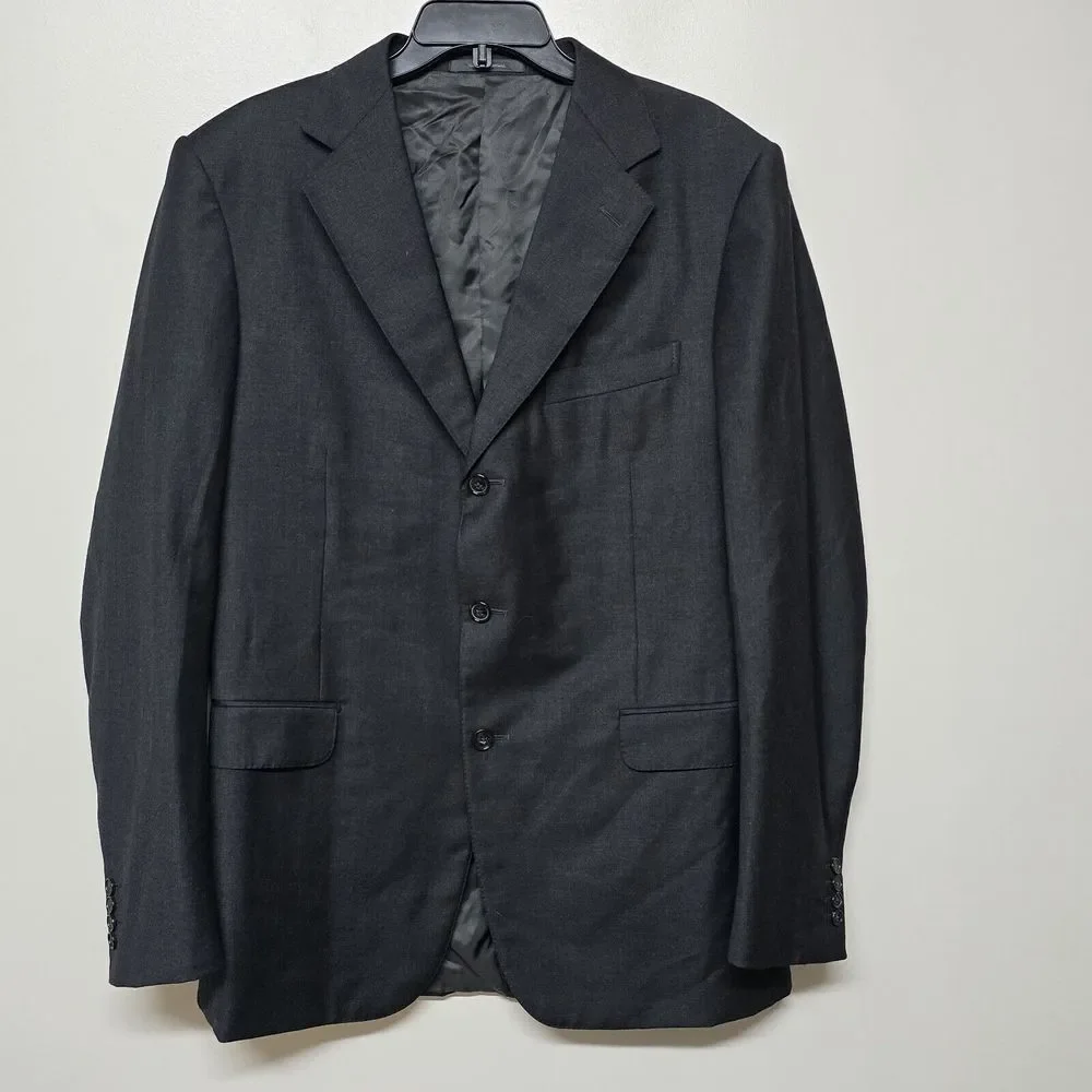 Ermenegildo Zegna Gray US 44L Switzerland Wool‎ Blazer Sport Coat Suit Jacket